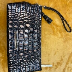Brahmin Black and Gold Embossed Wristlet